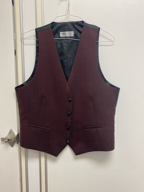 Ike Behar Men's Burgundy Dress Vest with Black Satin Back